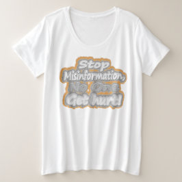 Camiseta Plus Size Trabalho de arte Bonita Sobre "Interromper Desinfo