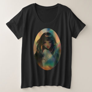 Camiseta Plus Size Trabalho de arte da Anime Girl cercada por Rainbow