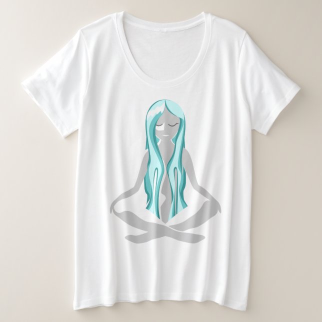 Camiseta Plus Size Trabalho de arte de Ilustração Meditante Elegante  (Frente do Design)