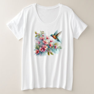 Camiseta Plus Size Trabalho de arte de pássaro-primavera