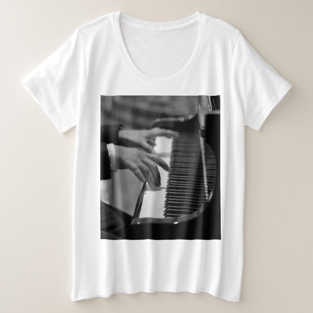 Camiseta Plus Size Trabalho de arte de Piano Incrível (Frente do Design)