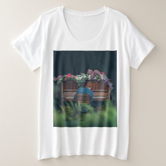 Camiseta Plus Size Trabalho de arte de Piano legal (Frente do Design)