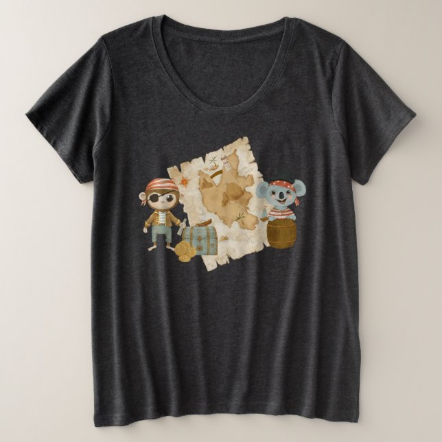 Camiseta Plus Size Treasure Hunter Pirate Birthday (Frente do Design)