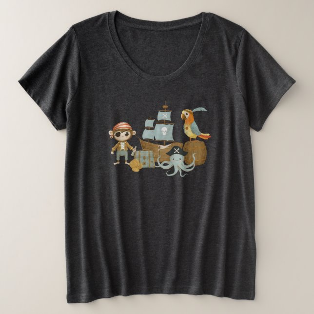 Camiseta Plus Size Treasure Hunter Pirate Birthday (Frente do Design)