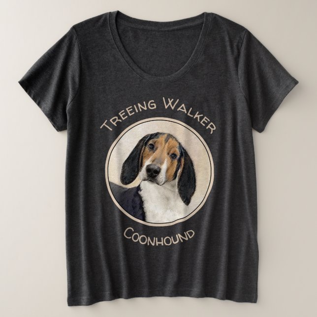 Camiseta Plus Size Treing Walker Coonhound Painting - Arte Original (Frente do Design)