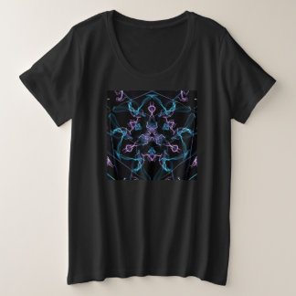 Camiseta Plus Size Triângulo Azul e Roxo Mandala