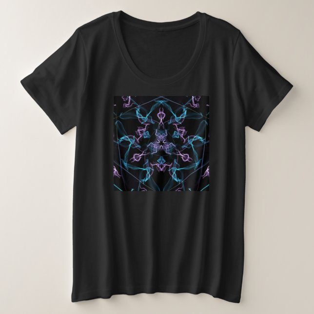 Camiseta Plus Size Triângulo Azul e Roxo Mandala (Frente do Design)