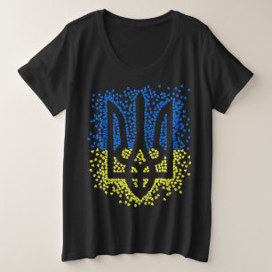 Camiseta Plus Size Tridente de emblem ucraniano trizub espalhando cor