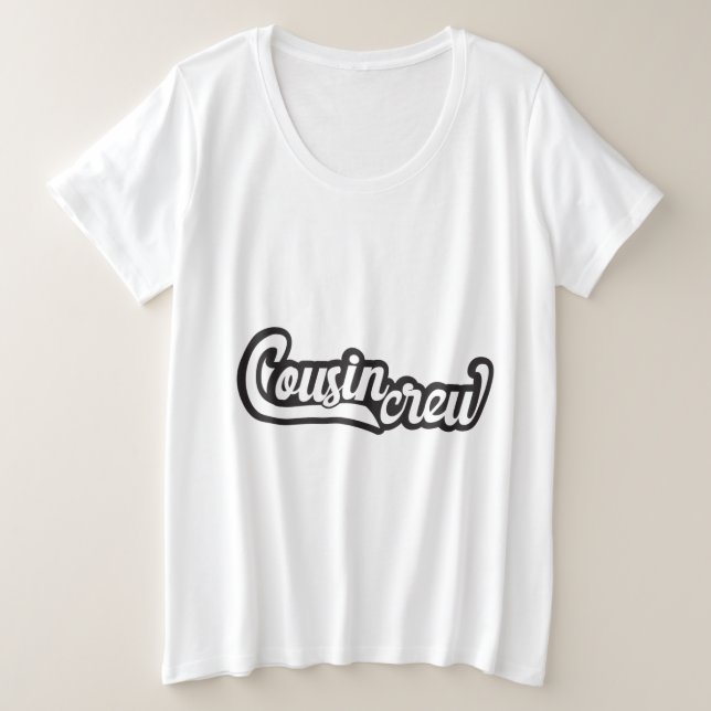 Camiseta Plus Size Tripulação de Primos (Frente do Design)