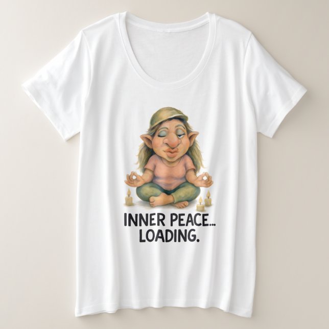 Camiseta Plus Size Troll Meditativo Engraçado - Citação interna de Ca (Frente do Design)