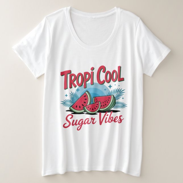 Camiseta Plus Size Tropi Cool Sugar Vibes  (Frente do Design)