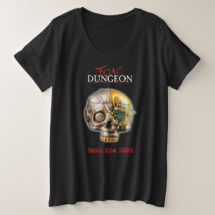 Camiseta Plus Size True Dungeon - Skull Con - damas Black Scoop