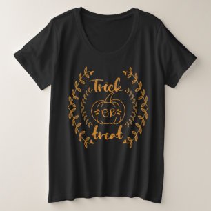 Camiseta Plus Size Truque ou tratamento no quadro das plantas