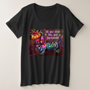 Camiseta Plus Size Tudo que você precisa é amor e uma Abstrato de art