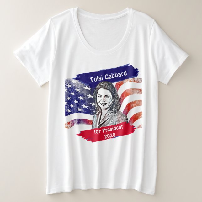 Camiseta Plus Size Tulsi Gabbard para as eleições de 2020 (Frente do Design)