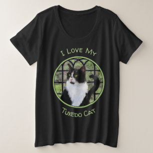 Camiseta Plus Size Tuxedo Cat em Pintura de Janela Arte Animal Origin