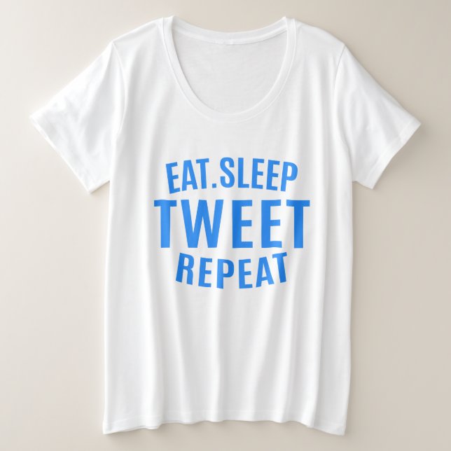 Camiseta Plus Size Tweet de repouso repetido (Frente do Design)