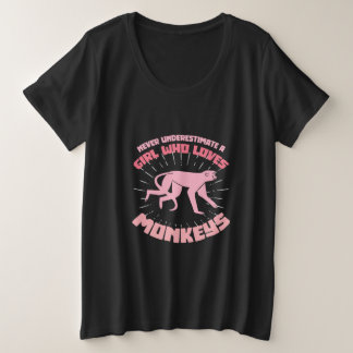 Camiseta Plus Size Uma Menina Que Ama Macacos