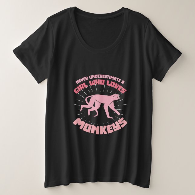 Camiseta Plus Size Uma Menina Que Ama Macacos (Frente do Design)