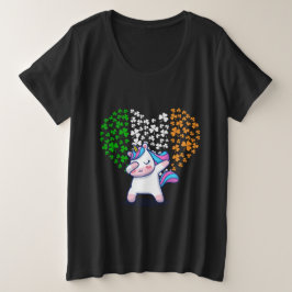 Camiseta Plus Size Unicorn Dabbing love namorados Irish Flag