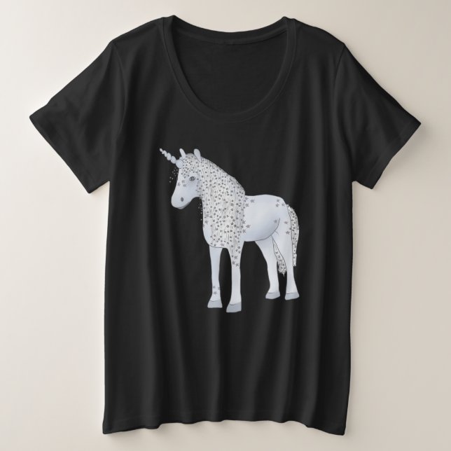 Camiseta Plus Size Unicórnio azul (Frente do Design)