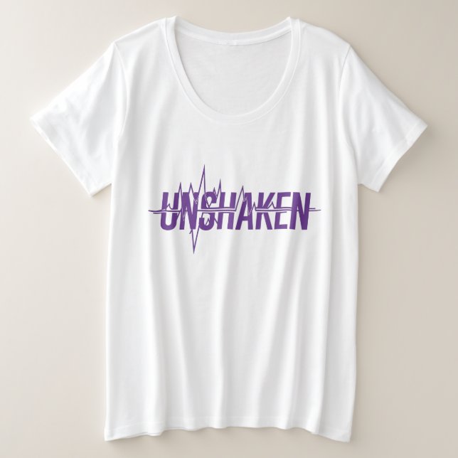Camiseta Plus Size UNSHAKEN – Epilepsy Awareness Purple Day Design (Frente do Design)