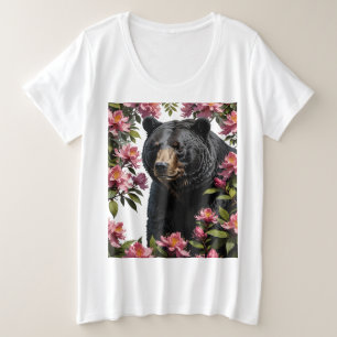Camiseta Plus Size Urso da Virgínia Ocidental e Flores Rosas