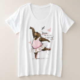 Camiseta Plus Size Urso de Ballet Divertido Dançando como se Ninguém