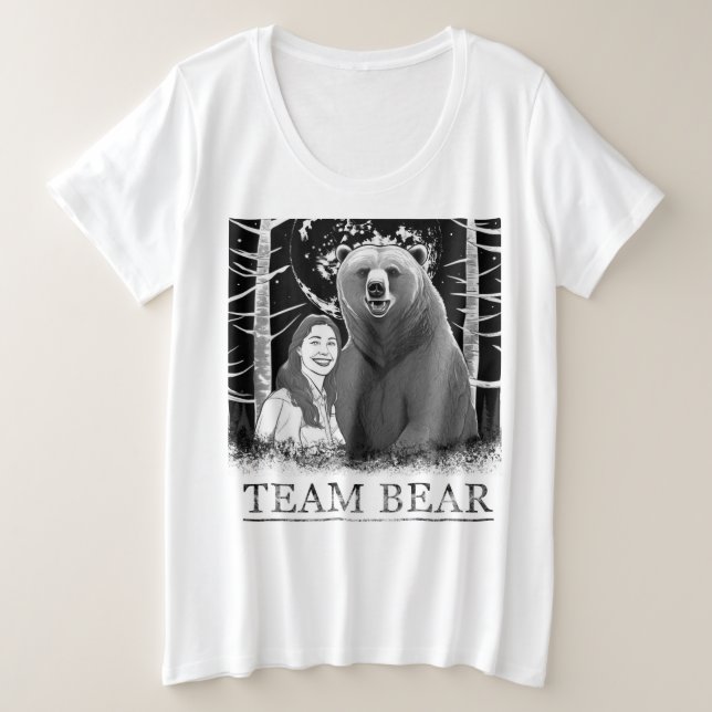 Camiseta Plus Size Urso de Equipe (Frente do Design)