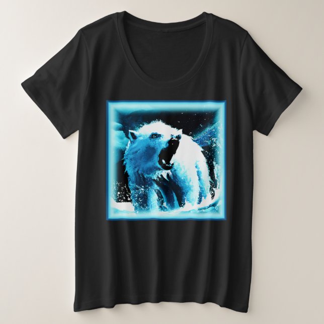 Camiseta Plus Size "Urso Polar Irritado" - Pintura Bonita. Comprar Ag (Frente do Design)