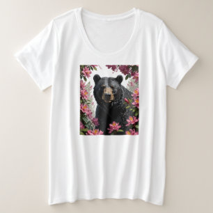 Camiseta Plus Size Urso Virginiano Ocidental Cercado Por Rhododendron