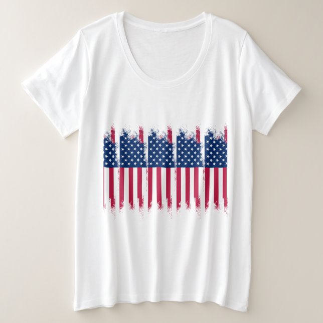 Camiseta Plus Size USA Flag Plus Size T Shirt (Frente do Design)