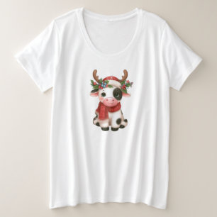 Camiseta Plus Size Vaca doce de Natal feliz