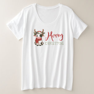 Camiseta Plus Size Vaca doce de Natal feliz