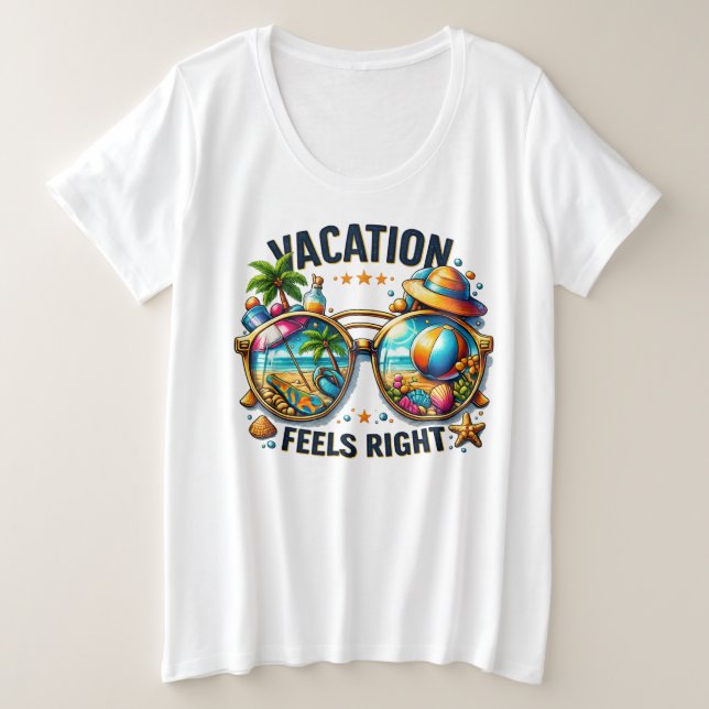 Camiseta Plus Size Vacation Feels Right Plus Size T-Shirt USA (Frente do Design)