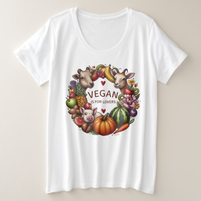 Camiseta Plus Size Vegan é para animais amantes (Frente do Design)