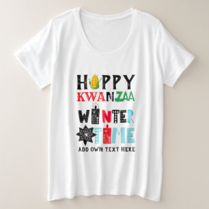 Camiseta Plus Size Velas de inverno do KWANZAA Feliz e Personalizáve
