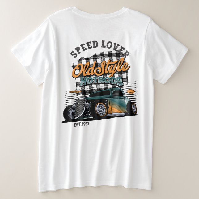 Camiseta Plus Size Velocidade do veículo (Verso do Design)