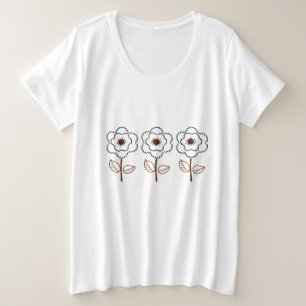 Camiseta Plus Size Verão Feminino Tamanho Grande Minimalista Flor 