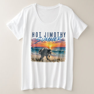 Camiseta Plus Size Verão Quente Jimothy Raccoon Praia Vintage Engraça
