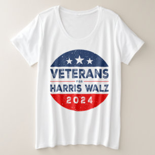Camiseta Plus Size Veteranos Para Harris 2024 Kamala Harris Tim Walz