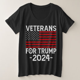 Camiseta Plus Size Veteranos para Trump 2024 Pro Trump