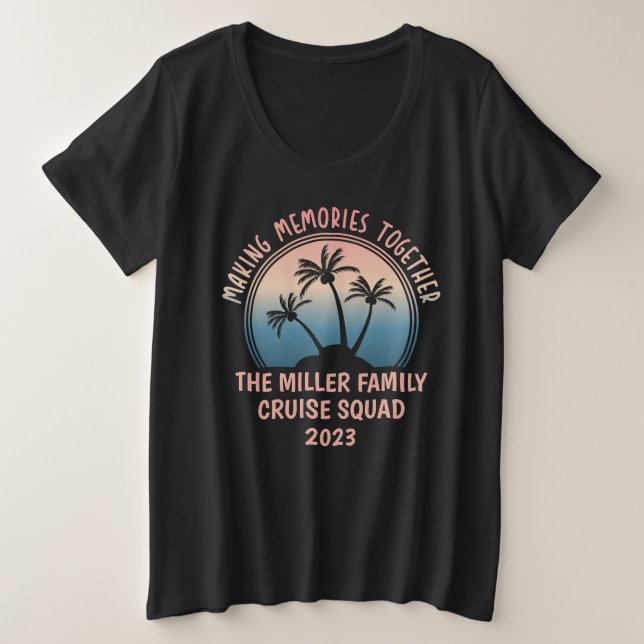 Camiseta Plus Size Viagem de Verão de Férias Familiares Personalizada (Frente do Design)