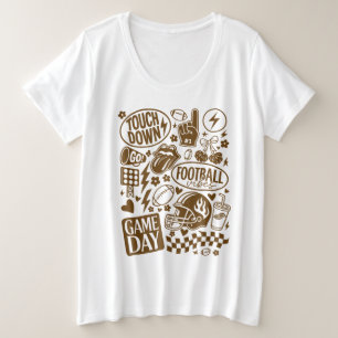 Camiseta Plus Size Víblias de futebol do Dia do Jogo de Doodle