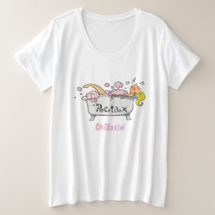 Camiseta Plus Size Vibrações Relaxantes – Desenho Animado Fofo de Rel