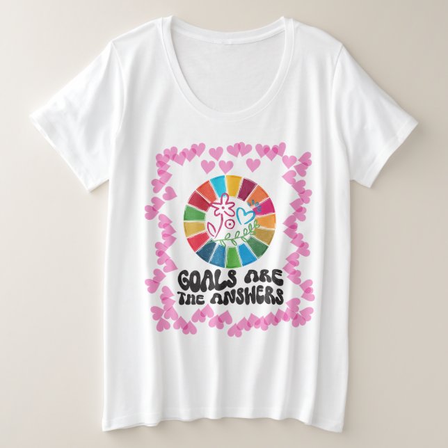 Camiseta Plus Size Vida Consciente, Impacto Global: Objetivos Éticos (Frente do Design)