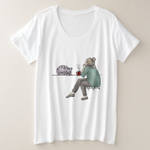 Camiseta Plus Size Vida de gato