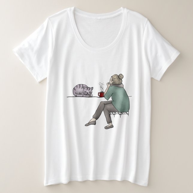 Camiseta Plus Size Vida de gato (Frente do Design)
