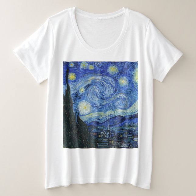 Camiseta Plus Size Vincent Van Gogh - Noite Estrelada (Frente do Design)
