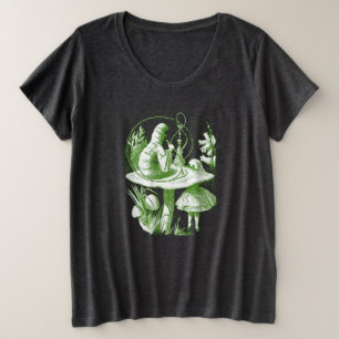 Camiseta Plus Size Vintage Alice Esticada no País das Maravilhas